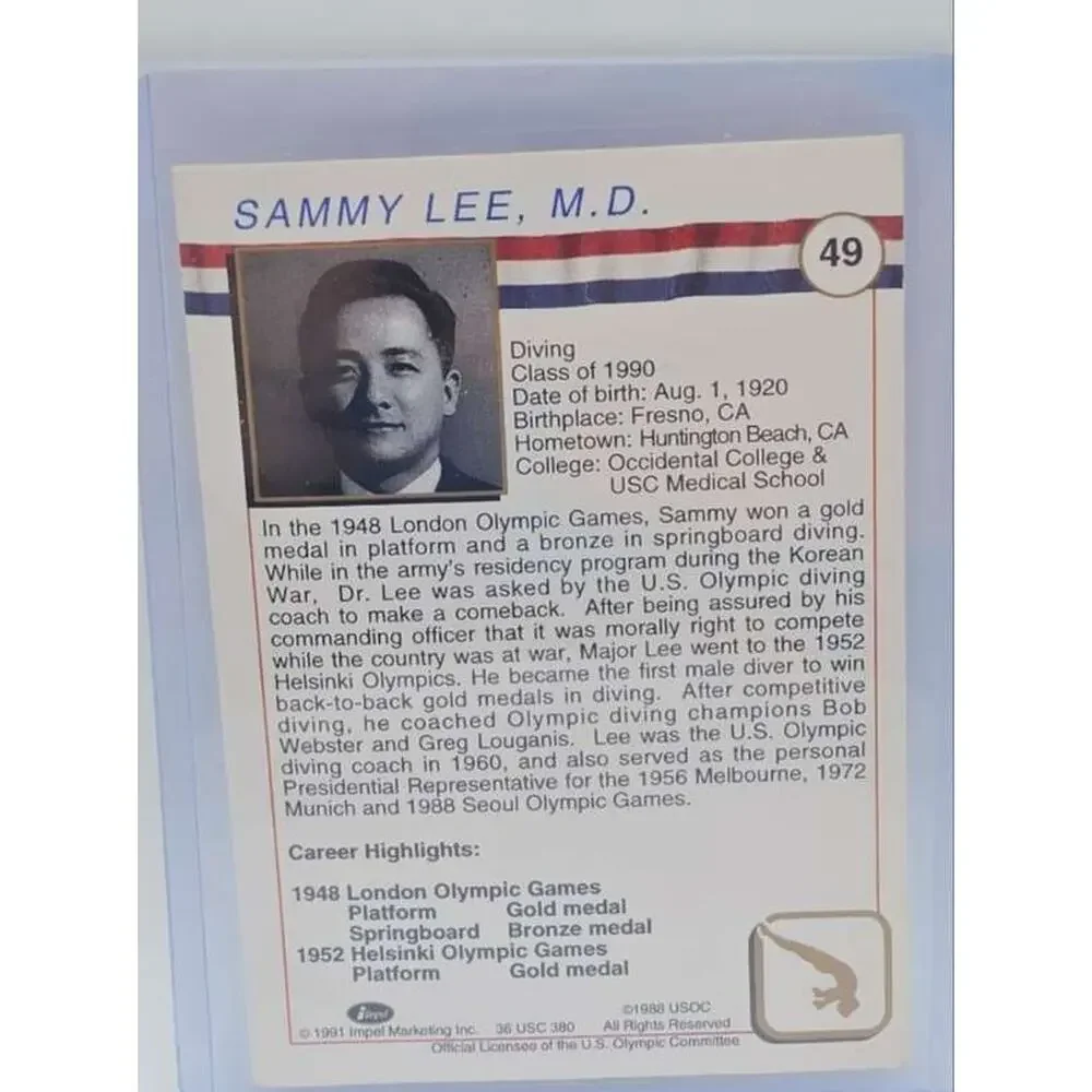 1991 Impel U.S. Olympic Hall of Fame #49 Sammy Lee Card